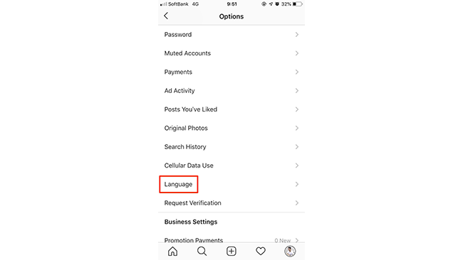 インスタグラムの言語が突如英語表記に 日本語に戻す簡単4step Frigater